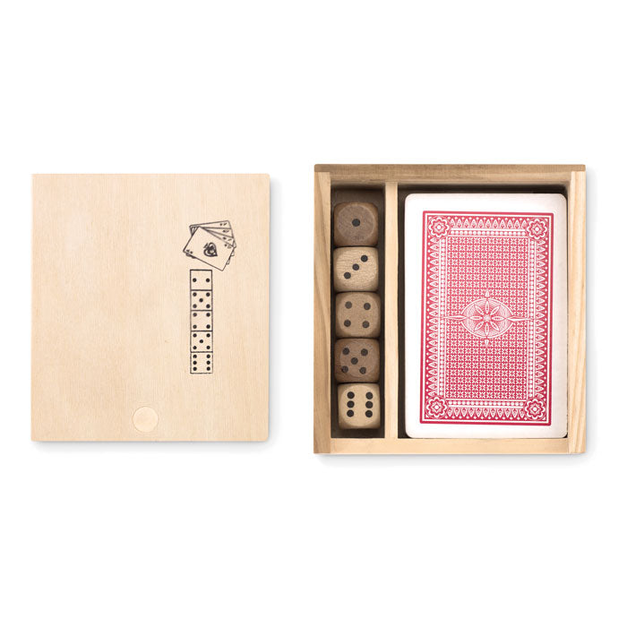 LAS VEGAS Spielkarten-Würfel-Set – Holz