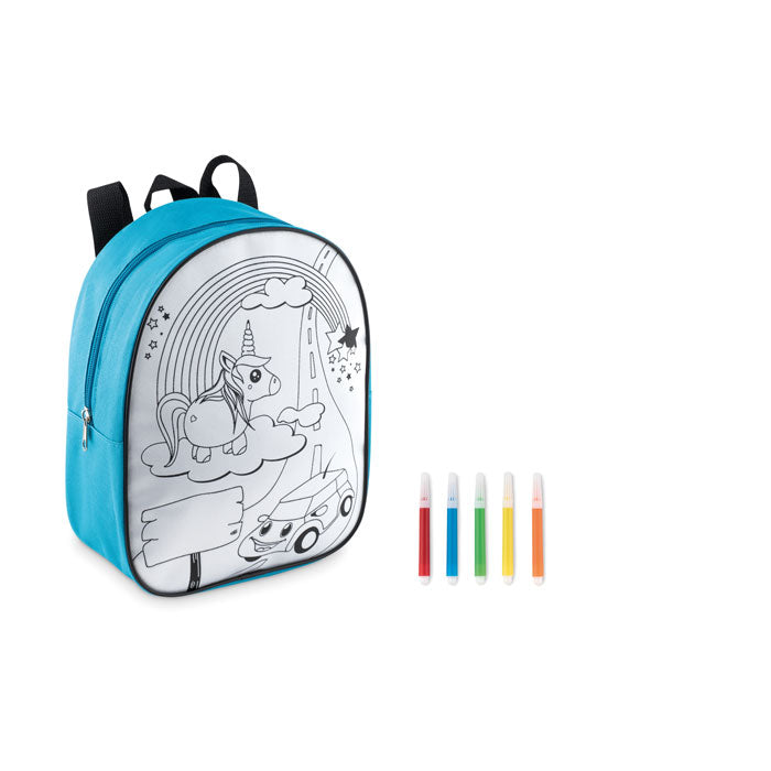 BACKSKETCHY Rucksack mit 5 Filzstiften – Türkis