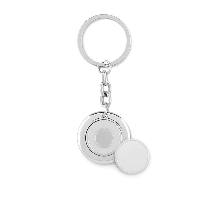 FLAT RING Schlüsselring mit Münzhalter – Silber Glänzend