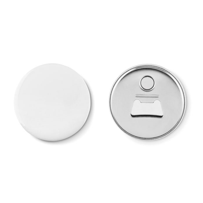 PIN OPENER Magnet-Badge mit Kapselheber – Mattsilber
