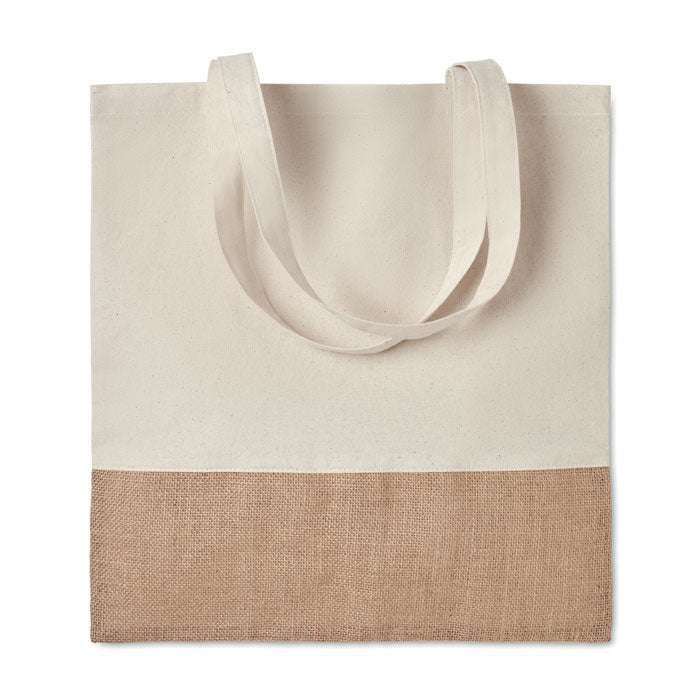 INDIA TOTE Einkaufstasche mit Jutebesatz – Beige
