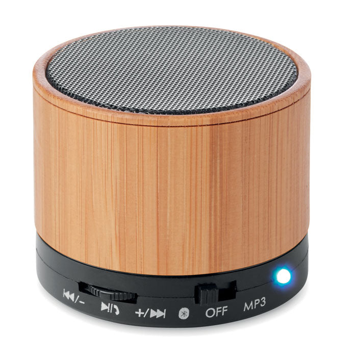 ROUND BAMBOO Runder wireless Lautsprecher – Schwarz