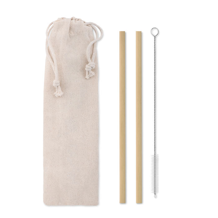 NATURAL STRAW Bambus Trinkhalme-Set – Beige