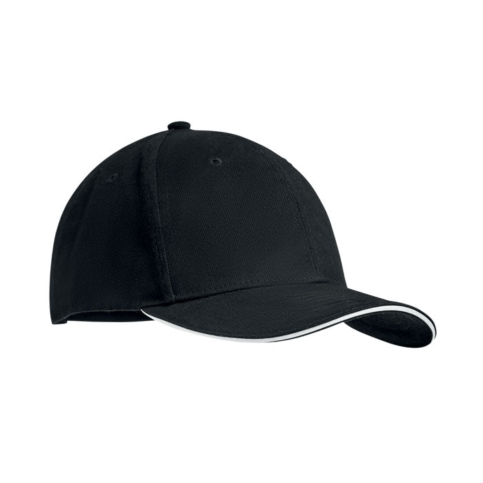 TEKAPO Baseball cap 6 panels 270g/m² – Weiß/schwarz