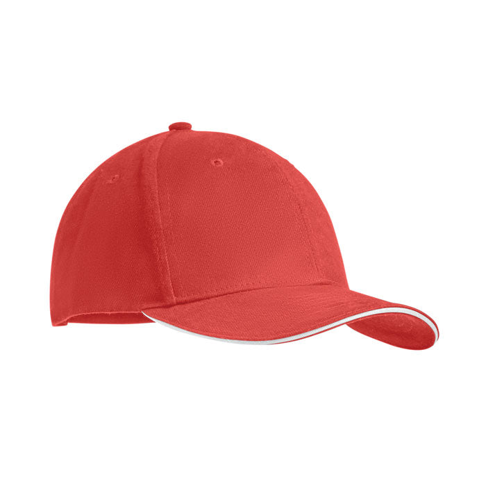 TEKAPO Baseball cap 6 panels 270g/m² – Weiß/rot