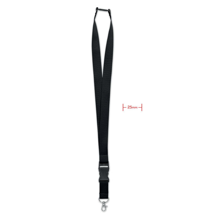 WIDE LANY Lanyard mit Metallkarabiner – Schwarz