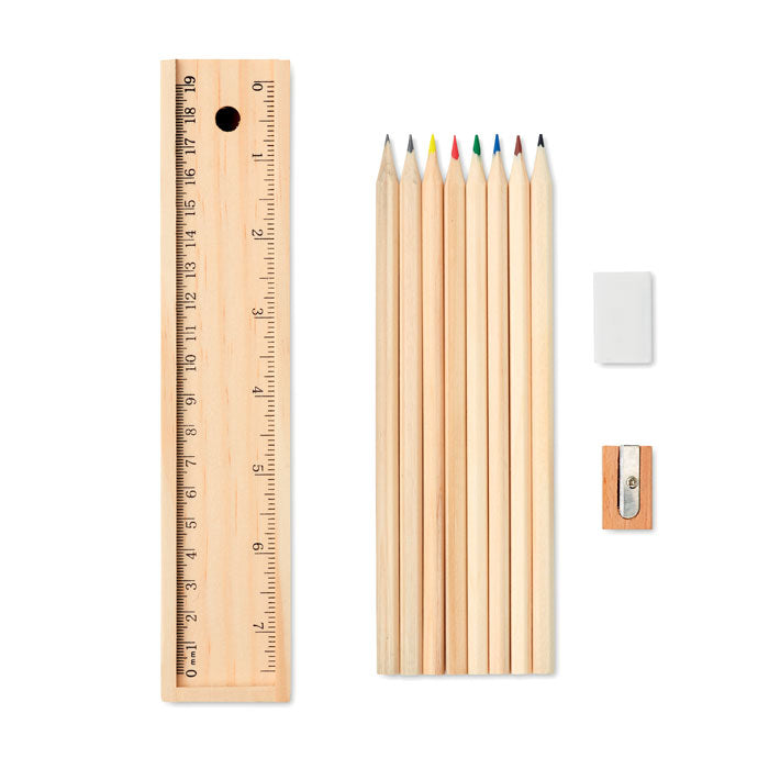 TODO SET 12-teiliges Schreibset – Holz