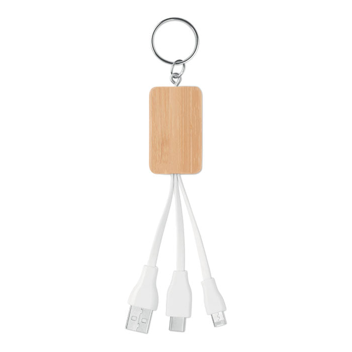 CLAUER Schlüsselring-Ladekabel 3in1 – Holz