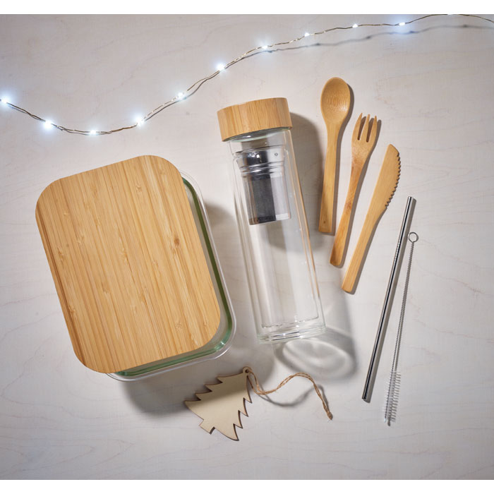 TUNDRA LUNCHBOX Lunchbox Glas mit Bambus