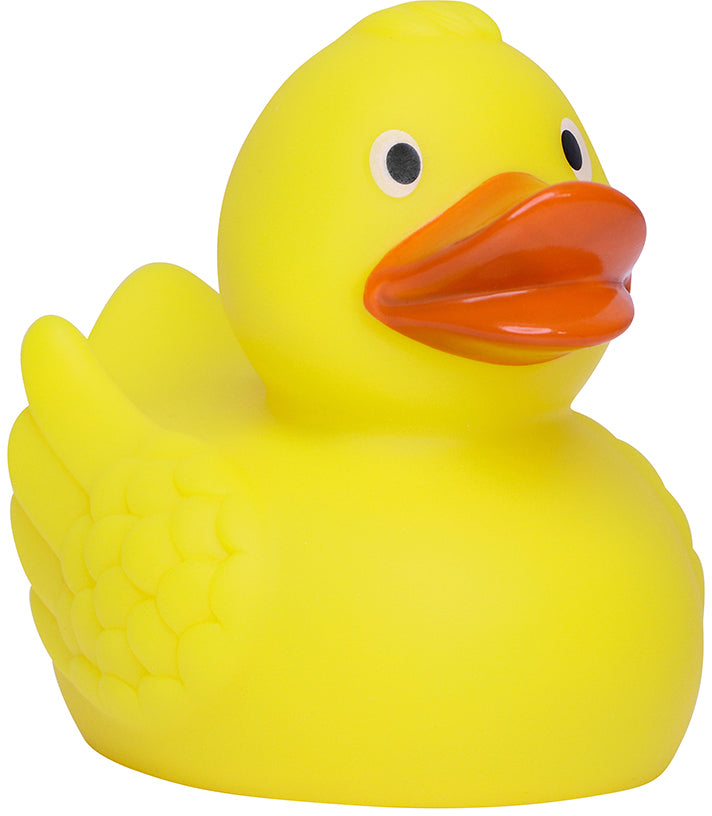 Renn-Ente, mit Metallplatte – Gelb/orange – 7,5 cm