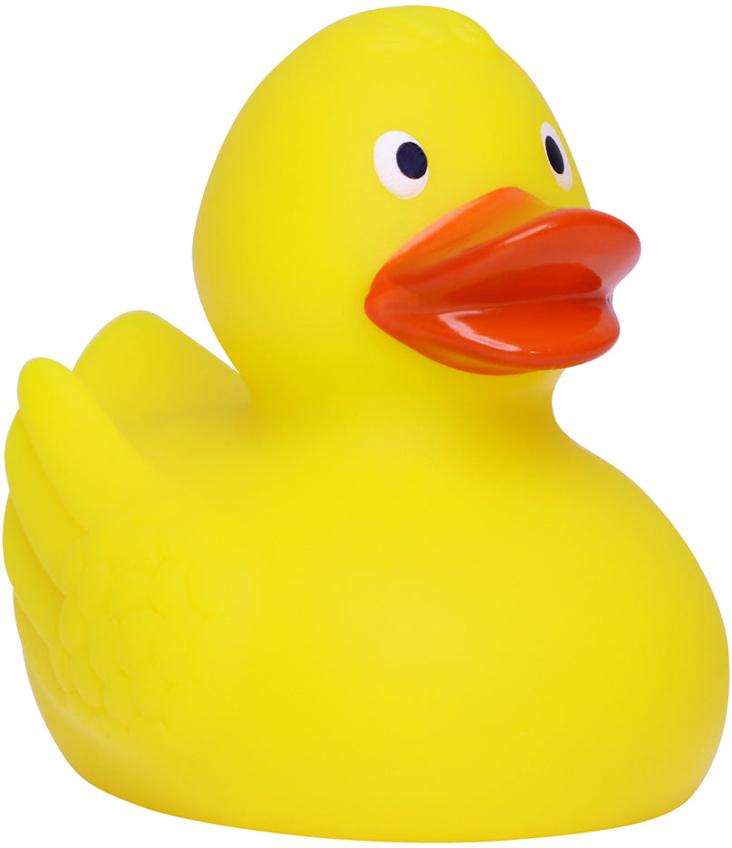 Renn-Ente, mit Metallplatte – Gelb/orange – 6,5 cm
