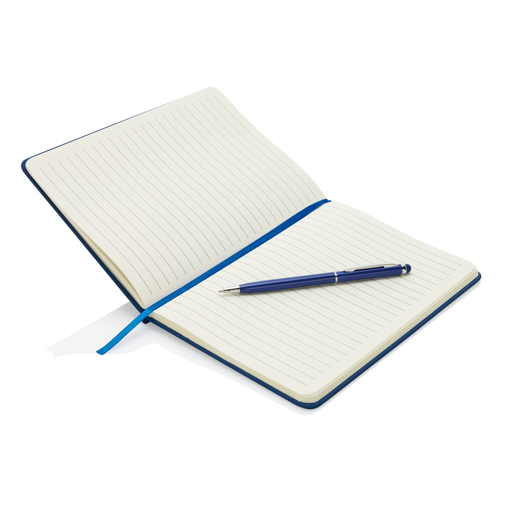 Basic Hardcover PU A5 Notizbuch mit Stylus-Stift – Ansicht 3
