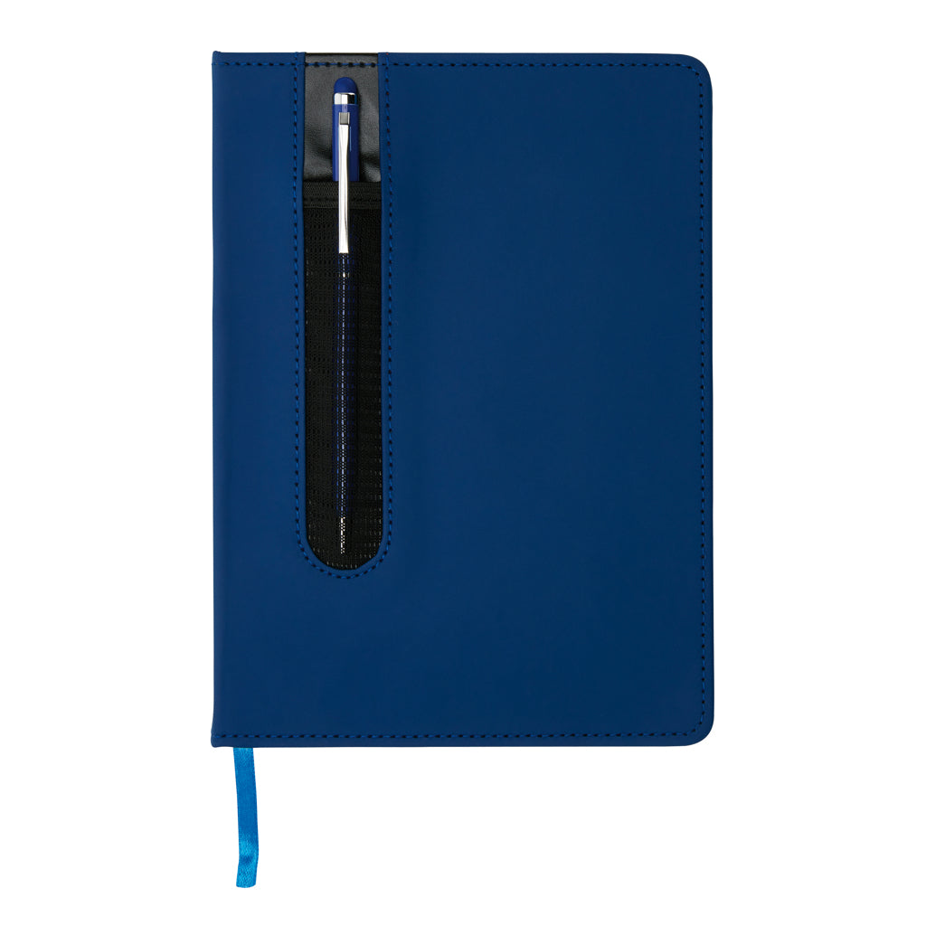 Basic Hardcover PU A5 Notizbuch mit Stylus-Stift – Ansicht 4