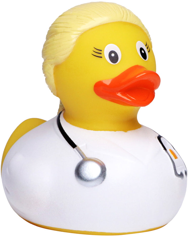 Quietsche-Ente Ärztin, blond – Mehrfarbig