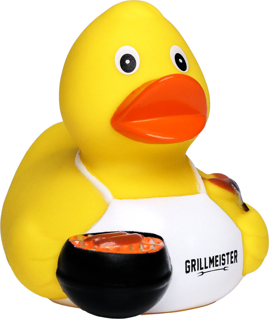 Quietsche-Ente Grillmeister mit Slogan Grillmeister – Mehrfarbig