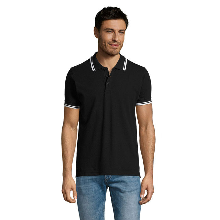 PASADENA MEN PASADENA HERREN POLO 200 – Schwarz / Weiß – Größe 3XL