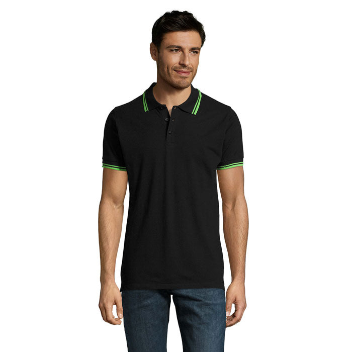 PASADENA MEN PASADENA HERREN POLO 200 – Black/Lime – Größe 3XL