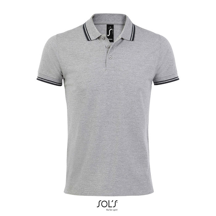 PASADENA MEN PASADENA HERREN POLO 200 – Grey Melange/ French Navy – Größe 3XL