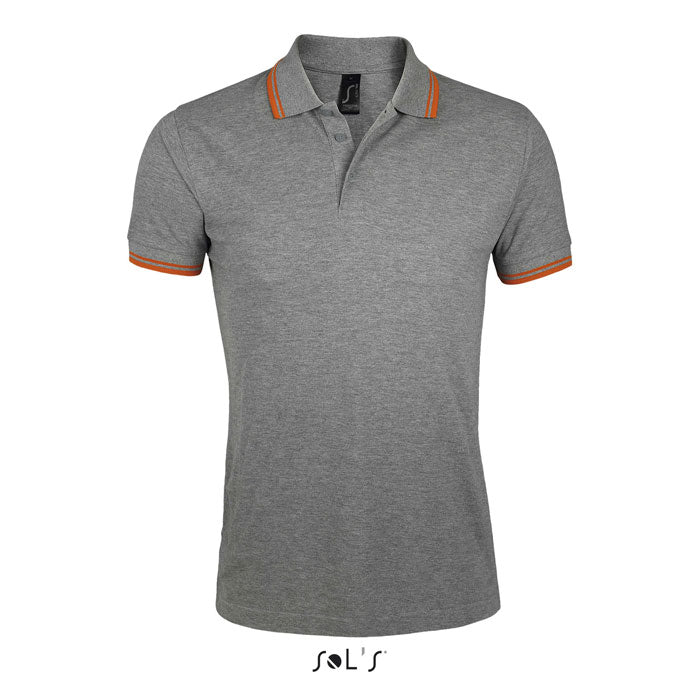 PASADENA MEN PASADENA HERREN POLO 200 – Melange Grau/Orange – Größe 3XL