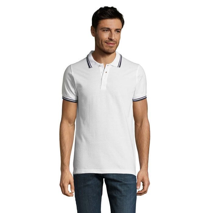 PASADENA MEN PASADENA HERREN POLO 200 – Weiß/Marine – Größe 3XL