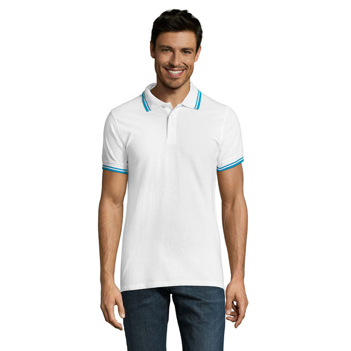 PASADENA MEN PASADENA HERREN POLO 200 – White/Aqua – Größe 3XL