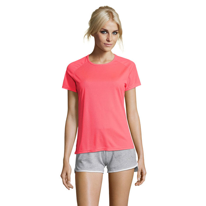 SPORTY WOMEN SPORTY DAMENT-SHIRT 140g – Neon Coral – Größe L