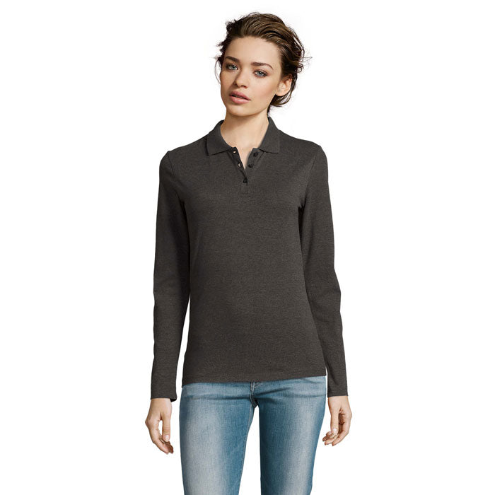 PERFECT LSL WOMEN POLO 180 – Charcoal Melange – Größe 3XL