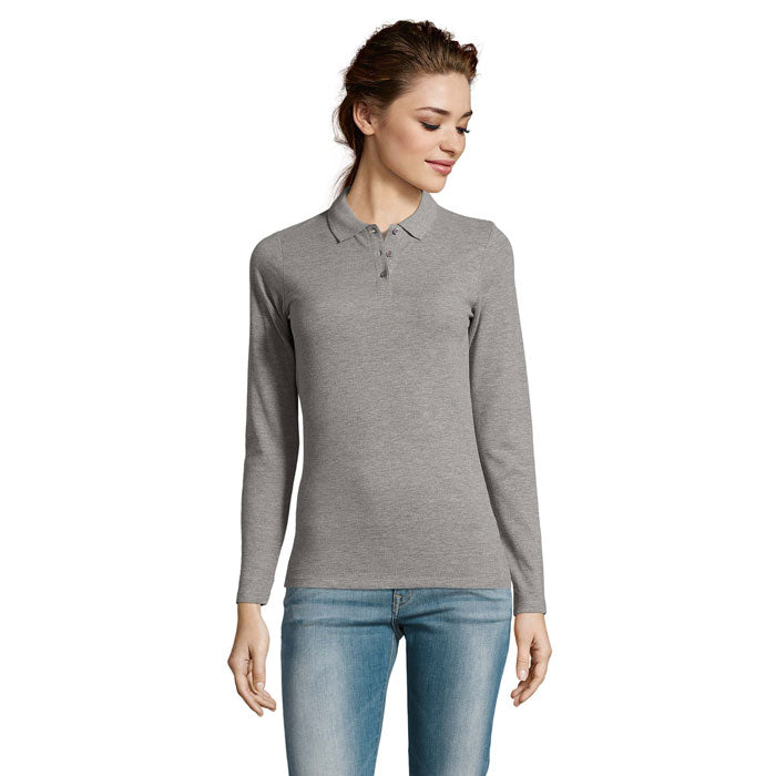 PERFECT LSL WOMEN POLO 180 – Grau-Melange 2 – Größe 3XL