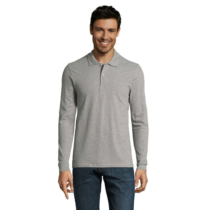 PERFECT LSL MEN POLO 180 – Grau-Melange 2 – Größe 3XL