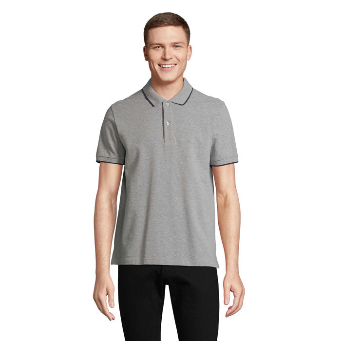 PALERMO POLO-SHIRT – Grey Melange/ French Navy – Größe 3XL