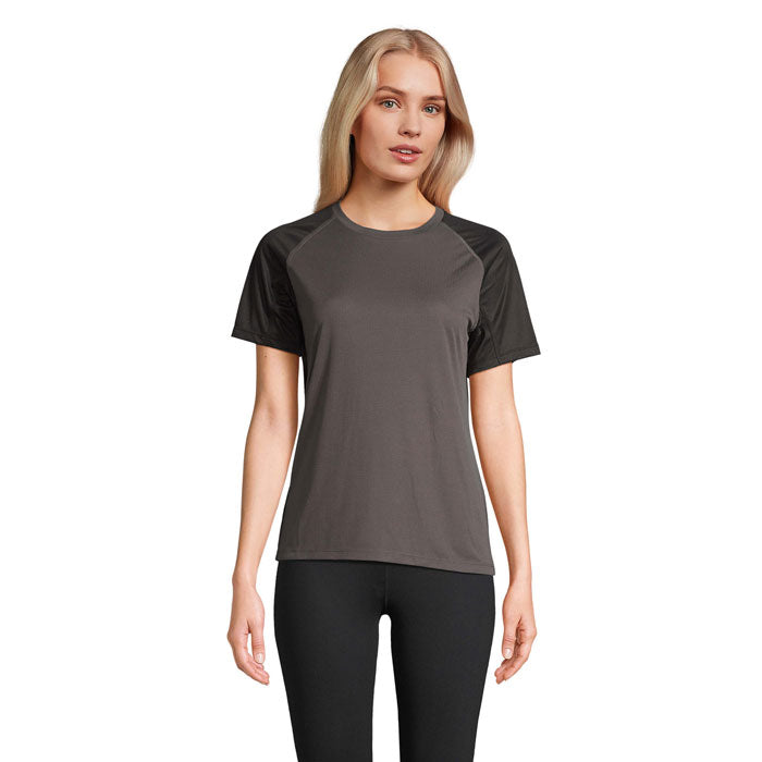 VORTEX WOMEN RAGLAN T-SHIRT – Black/Charcoal Grey – Größe L