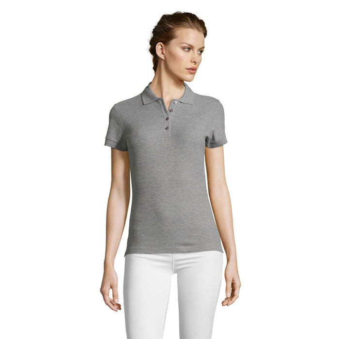 PEOPLE DAMEN POLO 210g – Grau-Melange 2 – Größe 3XL