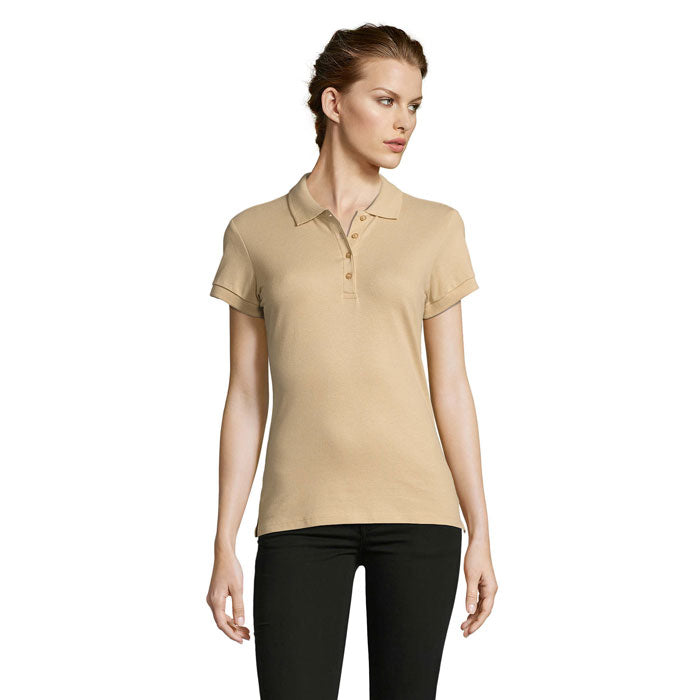 PEOPLE DAMEN POLO 210g – Sand – Größe L