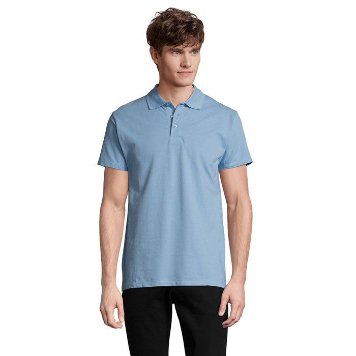 SPRING II MEN Polo 210g – Sky Blue Pique – Größe L