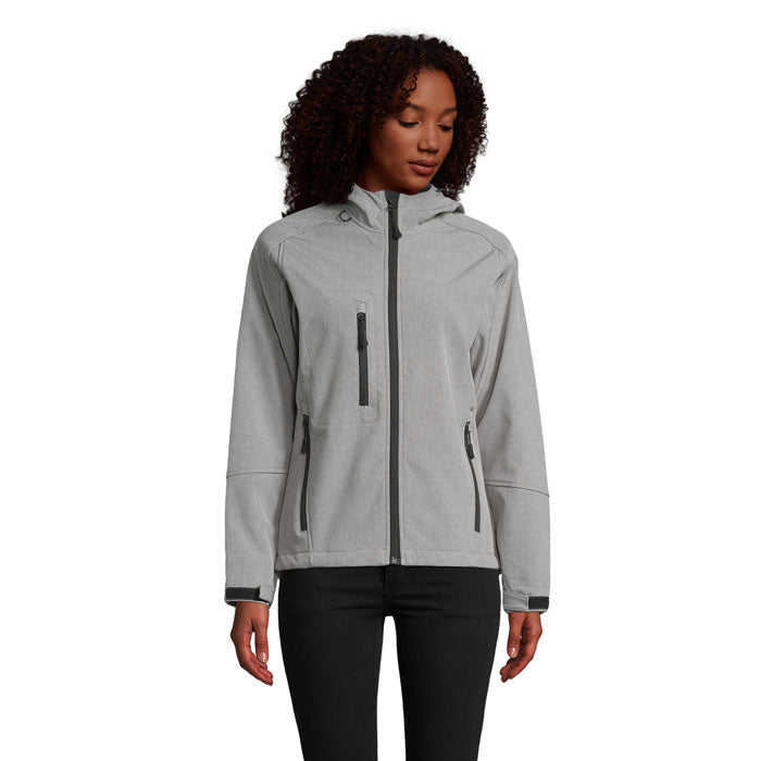 REPLAY WOMEN REPLAY DAMEN HOOD SOFTSHELL – Graue Melange – Größe L