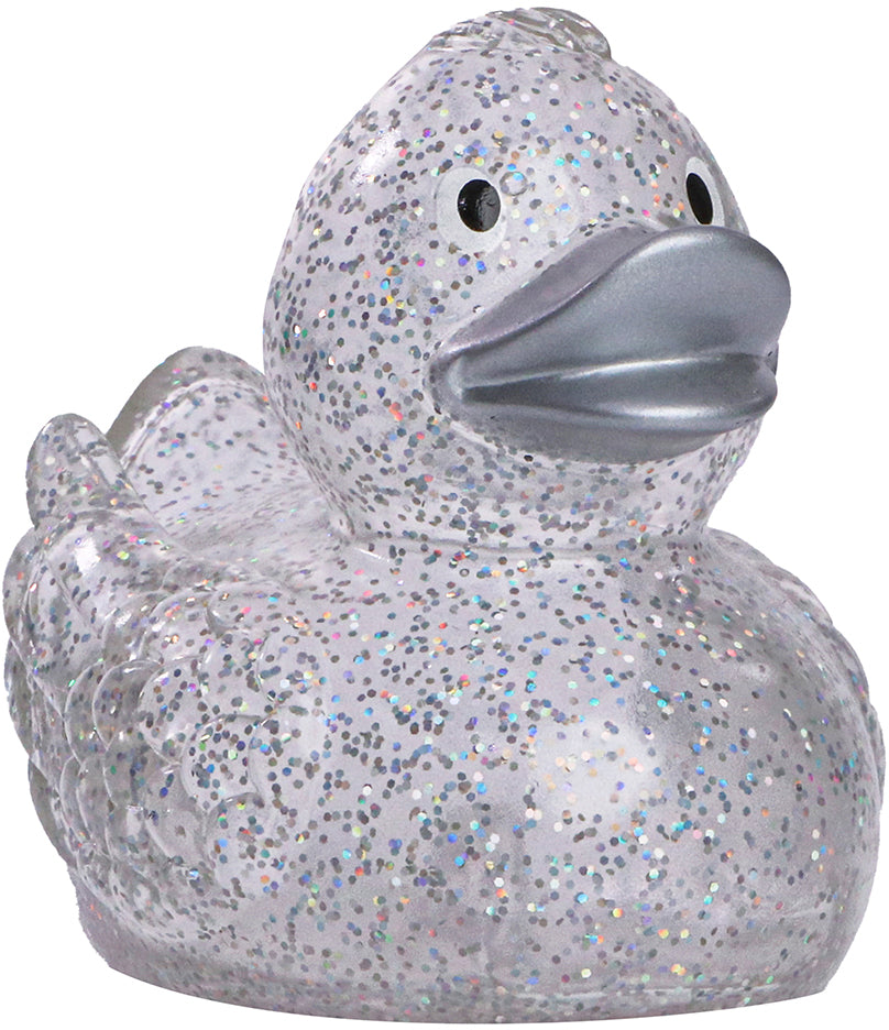 Quietsche-Ente – Glitzer/silber – 7,5 cm